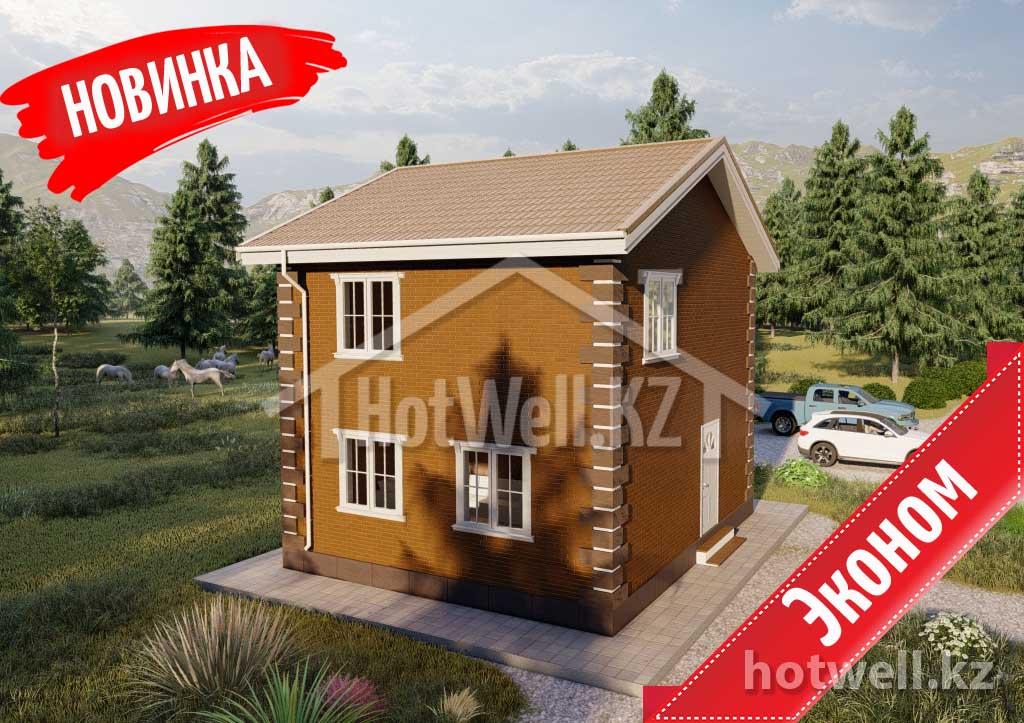 Проект дома А-100, фасад — материал HotWell.kz